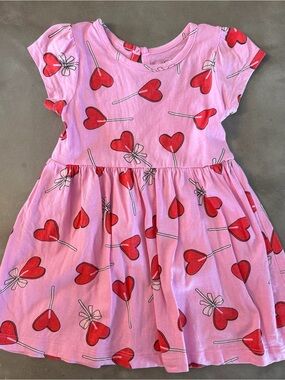 Baby Girls Pink Heart Lollipop Dress